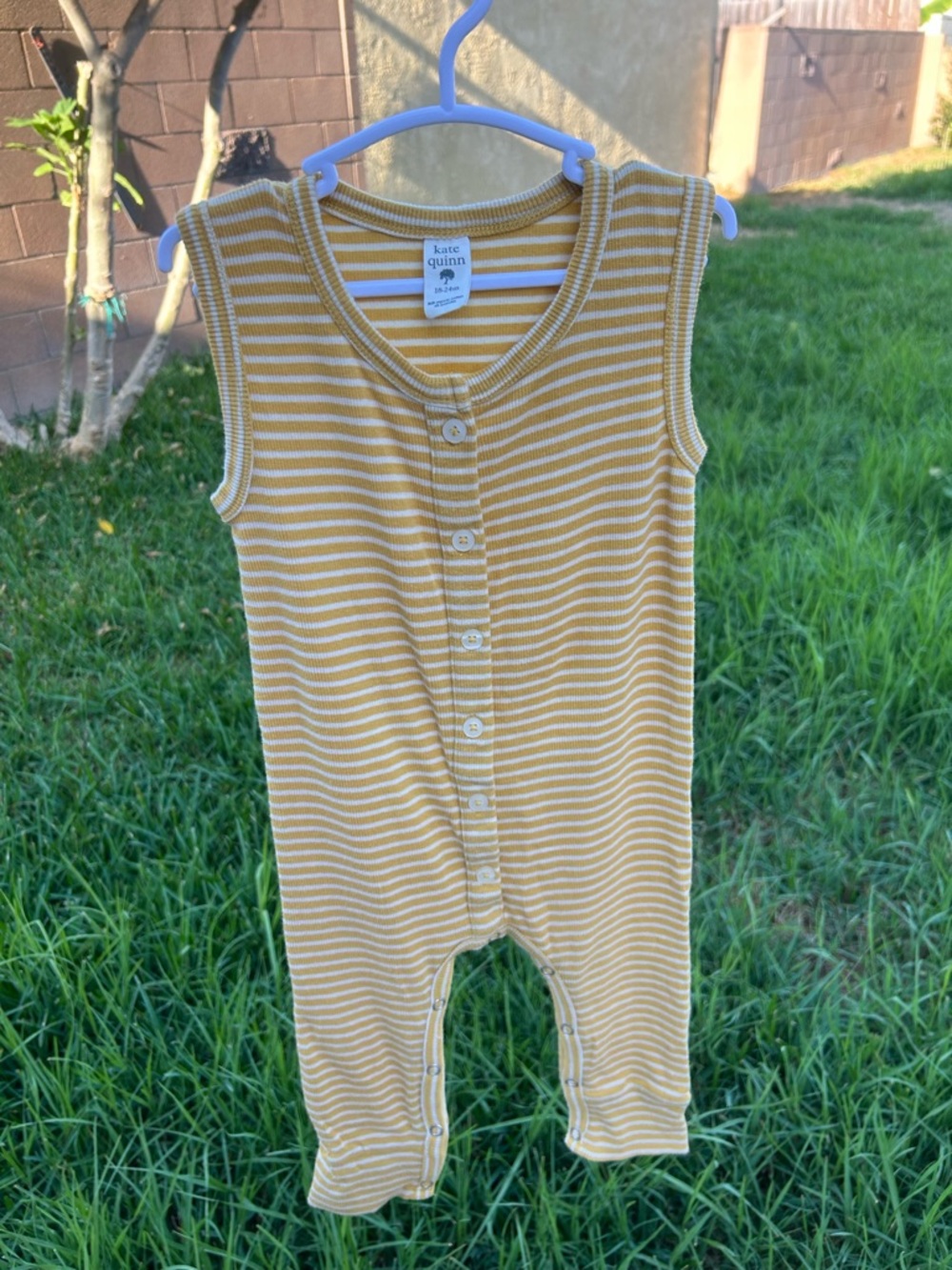 kate quinn Yellow & White Striped Sleeveless One-Piece